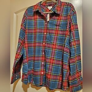 J. Crew Multicolor Plaid Blouse - Red, Blue, Yellow